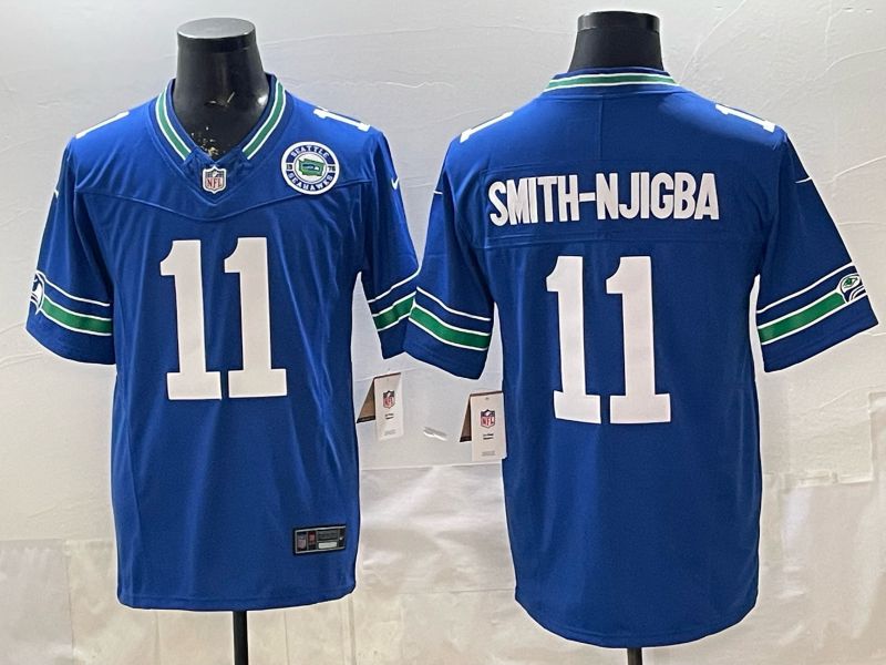 Men 2026 Seattle Seahawks  #11 Smith-njigba blue Throwback 3th generation Nike Limited NFL Jersey style 002->detroit tigers->MLB Jersey